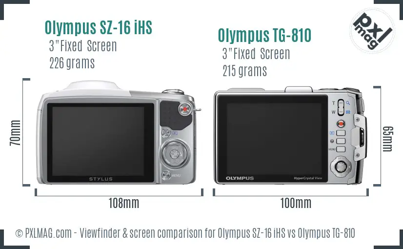 Olympus SZ-16 iHS vs Olympus TG-810 Screen and Viewfinder comparison