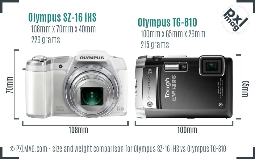 Olympus SZ-16 iHS vs Olympus TG-810 size comparison