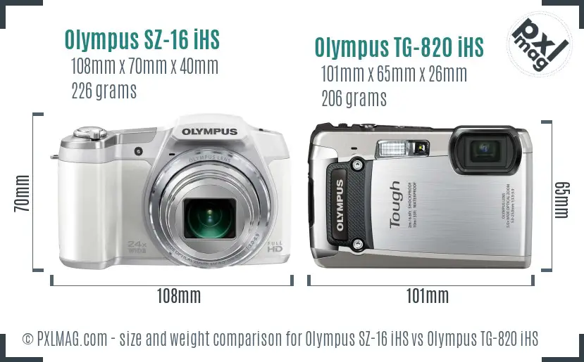 Olympus SZ-16 iHS vs Olympus TG-820 iHS size comparison