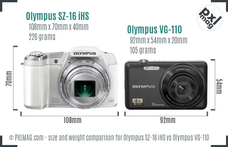 Olympus SZ-16 iHS vs Olympus VG-110 size comparison