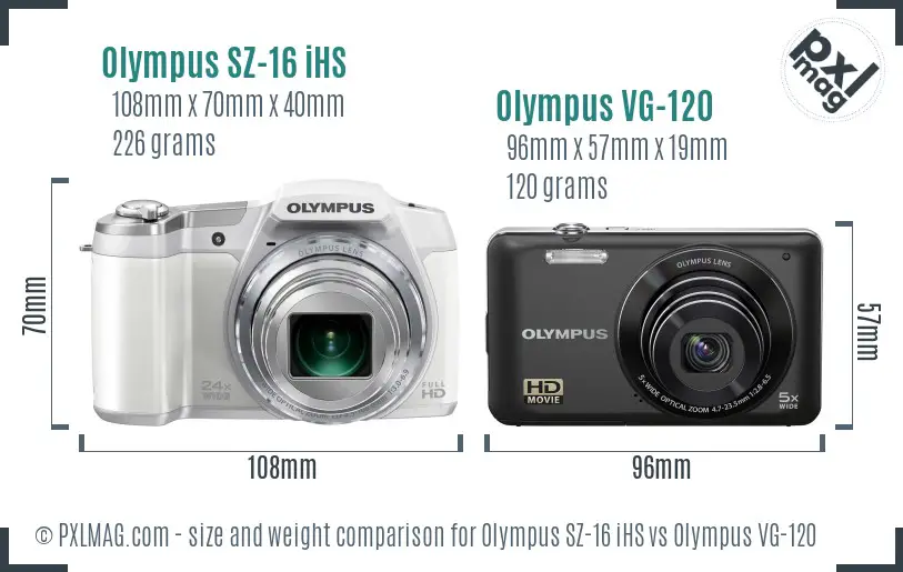 Olympus SZ-16 iHS vs Olympus VG-120 size comparison