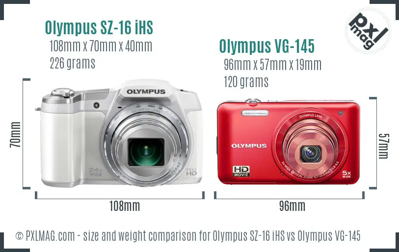 Olympus SZ-16 iHS vs Olympus VG-145 size comparison