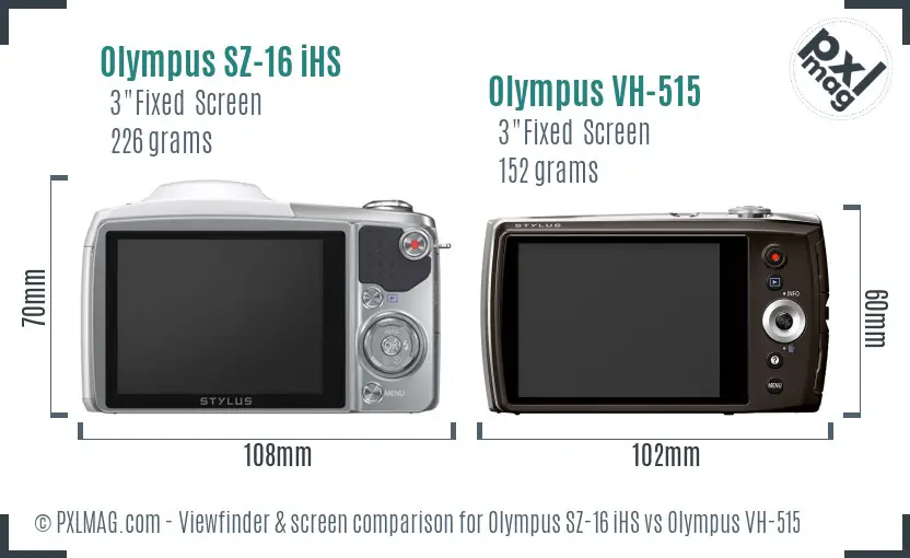 Olympus SZ-16 iHS vs Olympus VH-515 Screen and Viewfinder comparison