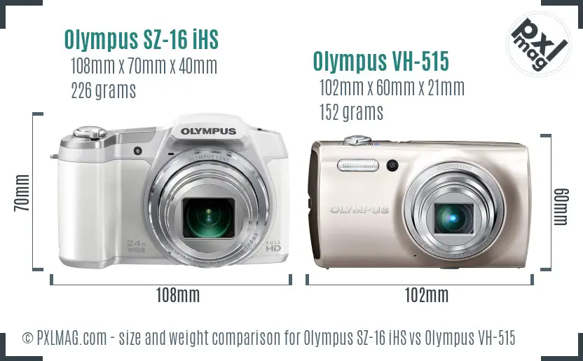 Olympus SZ-16 iHS vs Olympus VH-515 size comparison