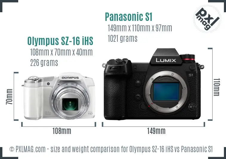 Olympus SZ-16 iHS vs Panasonic S1 size comparison
