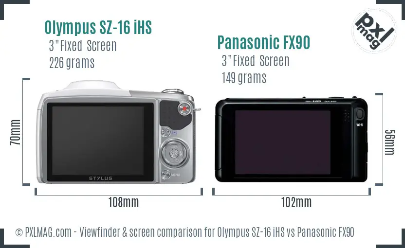 Olympus SZ-16 iHS vs Panasonic FX90 Screen and Viewfinder comparison Olympus SZ-16 iHS vs Panasonic FX90 Screen and Viewfinder comparison