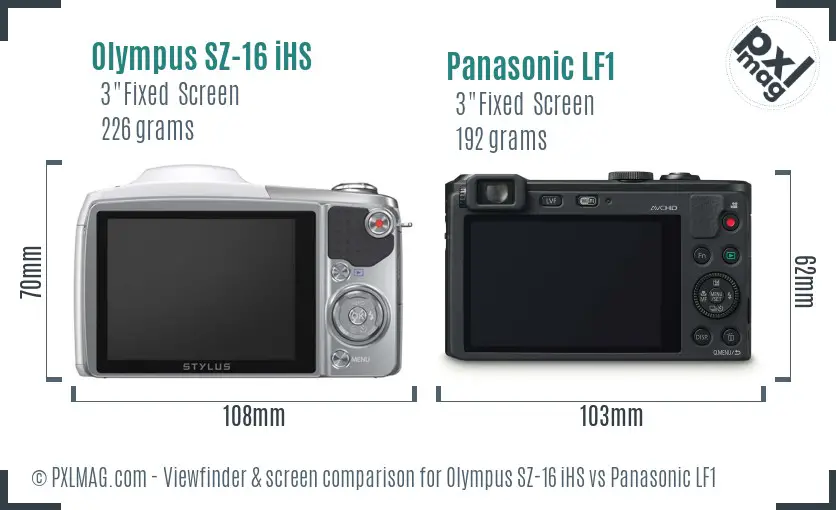 Olympus SZ-16 iHS vs Panasonic LF1 Screen and Viewfinder comparison
