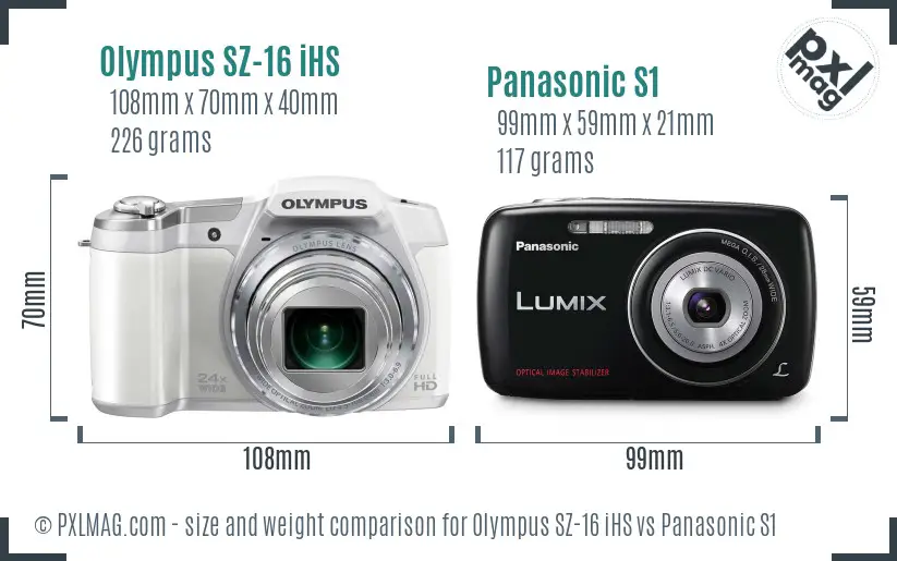 Olympus SZ-16 iHS vs Panasonic S1 size comparison