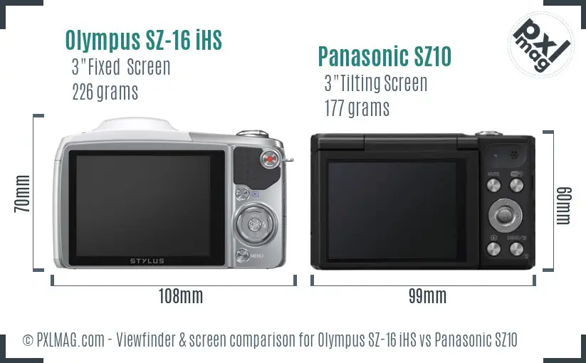 Olympus SZ-16 iHS vs Panasonic SZ10 Screen and Viewfinder comparison Olympus SZ-16 iHS vs Panasonic SZ10 Screen and Viewfinder comparison
