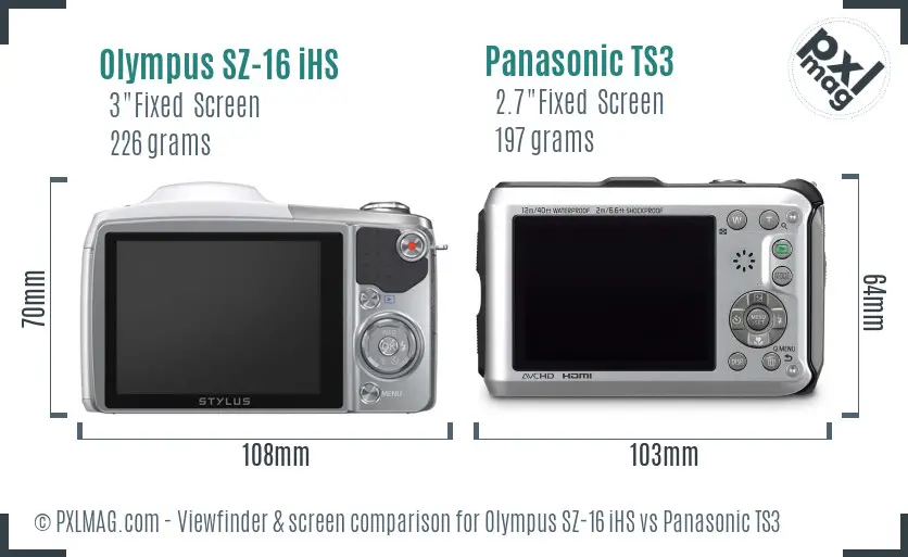 Olympus SZ-16 iHS vs Panasonic TS3 Screen and Viewfinder comparison Olympus SZ-16 iHS vs Panasonic TS3 Screen and Viewfinder comparison