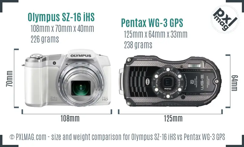Olympus SZ-16 iHS vs Pentax WG-3 GPS size comparison