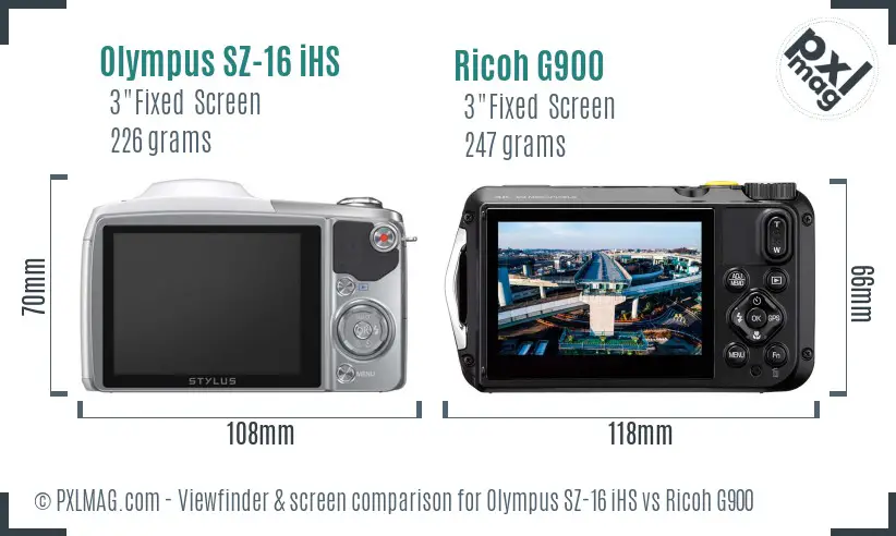 Olympus SZ-16 iHS vs Ricoh G900 Screen and Viewfinder comparison Olympus SZ-16 iHS vs Ricoh G900 Screen and Viewfinder comparison