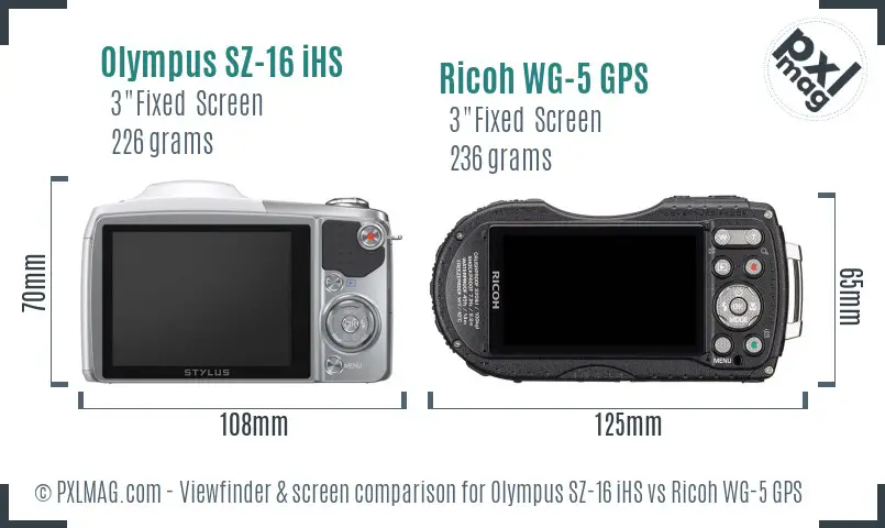 Olympus SZ-16 iHS vs Ricoh WG-5 GPS Screen and Viewfinder comparison Olympus SZ-16 iHS vs Ricoh WG-5 GPS Screen and Viewfinder comparison