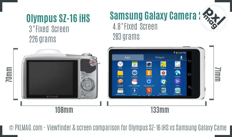 Olympus SZ-16 iHS vs Samsung Galaxy Camera 2 Screen and Viewfinder comparison