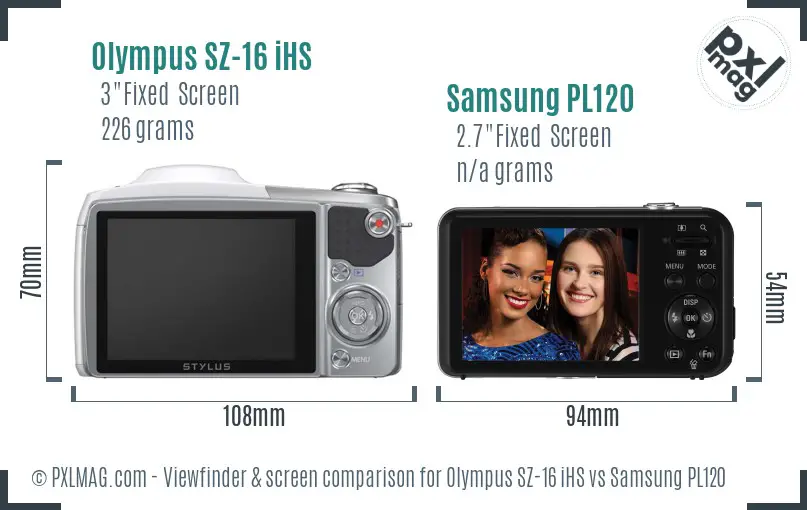 Olympus SZ-16 iHS vs Samsung PL120 Screen and Viewfinder comparison Olympus SZ-16 iHS vs Samsung PL120 Screen and Viewfinder comparison
