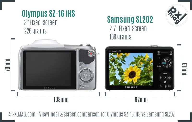 Olympus SZ-16 iHS vs Samsung SL202 Screen and Viewfinder comparison Olympus SZ-16 iHS vs Samsung SL202 Screen and Viewfinder comparison