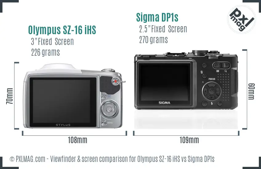 Olympus SZ-16 iHS vs Sigma DP1s Screen and Viewfinder comparison Olympus SZ-16 iHS vs Sigma DP1s Screen and Viewfinder comparison