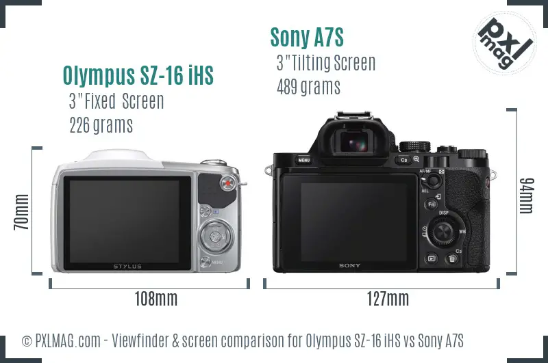 Olympus SZ-16 iHS vs Sony A7S Screen and Viewfinder comparison Olympus SZ-16 iHS vs Sony A7S Screen and Viewfinder comparison