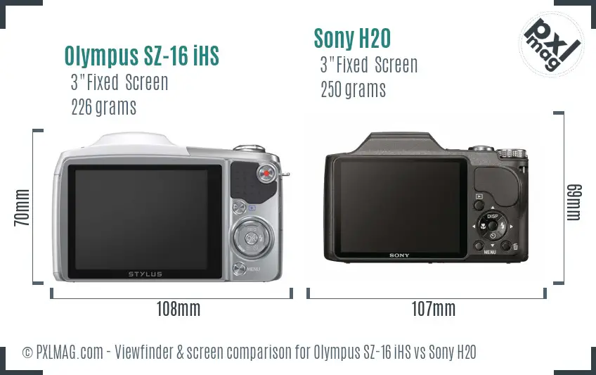 Olympus SZ-16 iHS vs Sony H20 Screen and Viewfinder comparison
