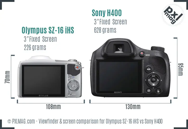Olympus SZ-16 iHS vs Sony H400 Screen and Viewfinder comparison