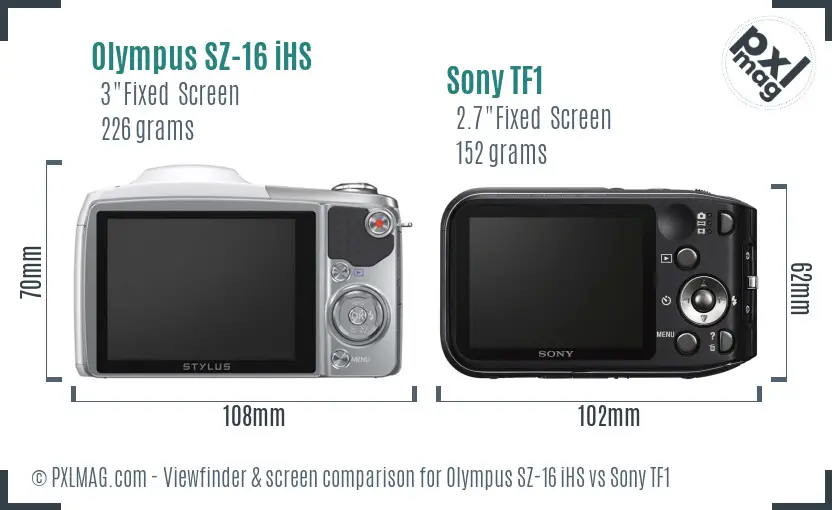 Olympus SZ-16 iHS vs Sony TF1 Screen and Viewfinder comparison