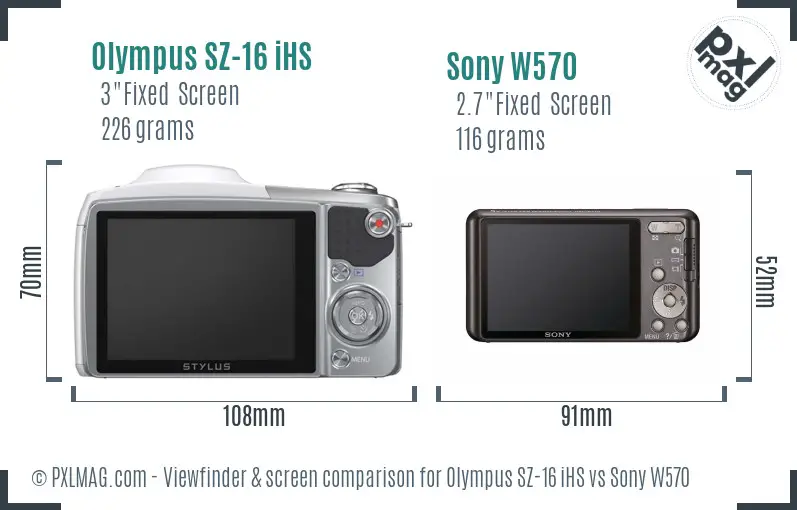 Olympus SZ-16 iHS vs Sony W570 Screen and Viewfinder comparison