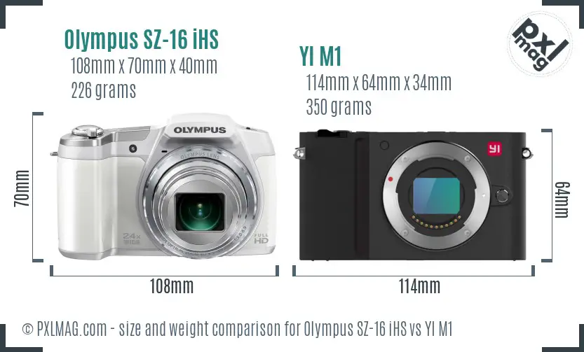 Olympus SZ-16 iHS vs YI M1 size comparison