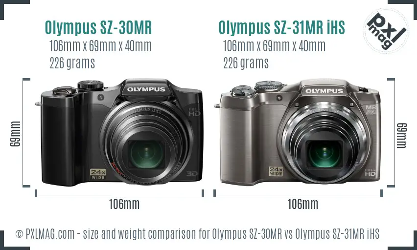 Olympus SZ-30MR vs Olympus SZ-31MR iHS size comparison