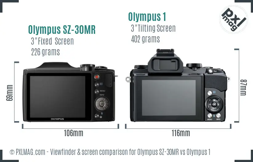 Olympus SZ-30MR vs Olympus 1 Screen and Viewfinder comparison