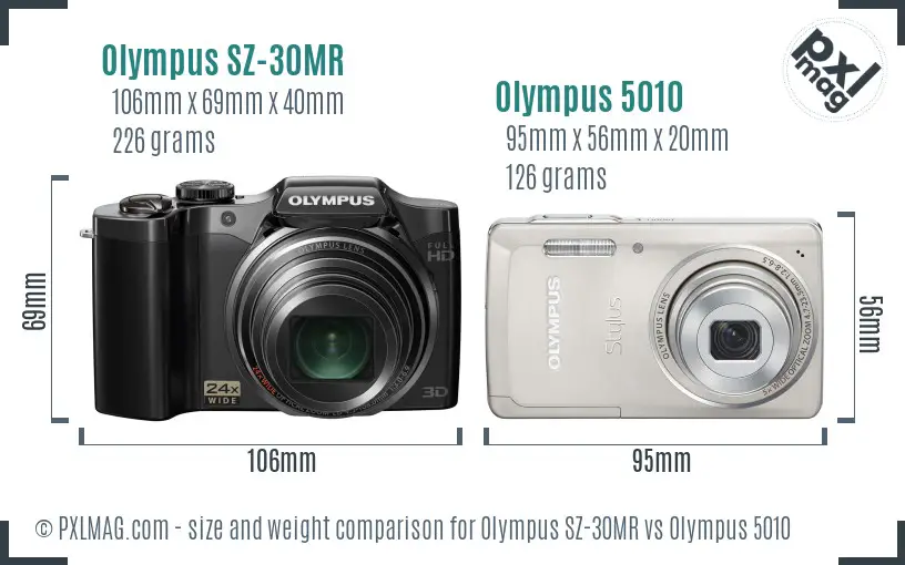 Olympus SZ-30MR vs Olympus 5010 size comparison