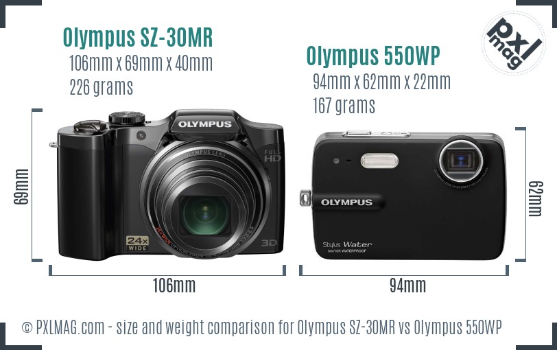 Olympus SZ-30MR vs Olympus 550WP size comparison