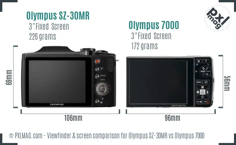 Olympus SZ-30MR vs Olympus 7000 Screen and Viewfinder comparison