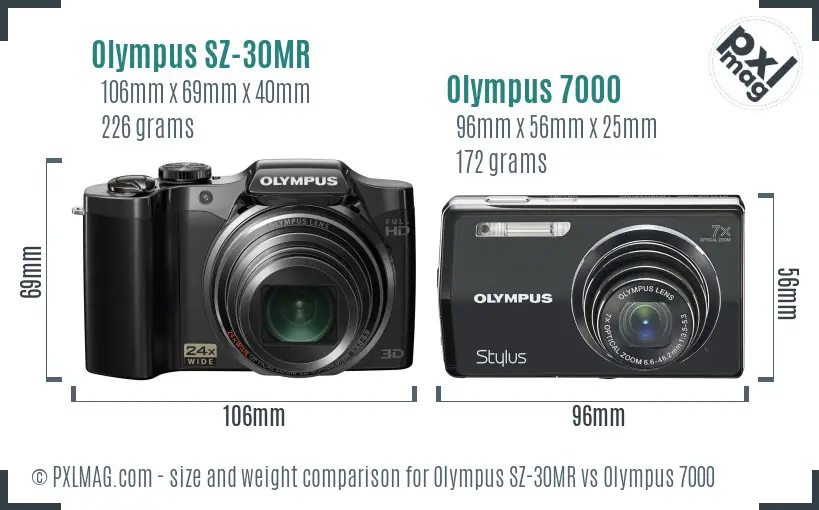 Olympus SZ-30MR vs Olympus 7000 size comparison