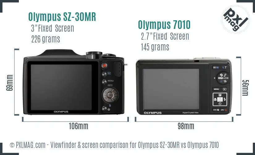Olympus SZ-30MR vs Olympus 7010 Screen and Viewfinder comparison