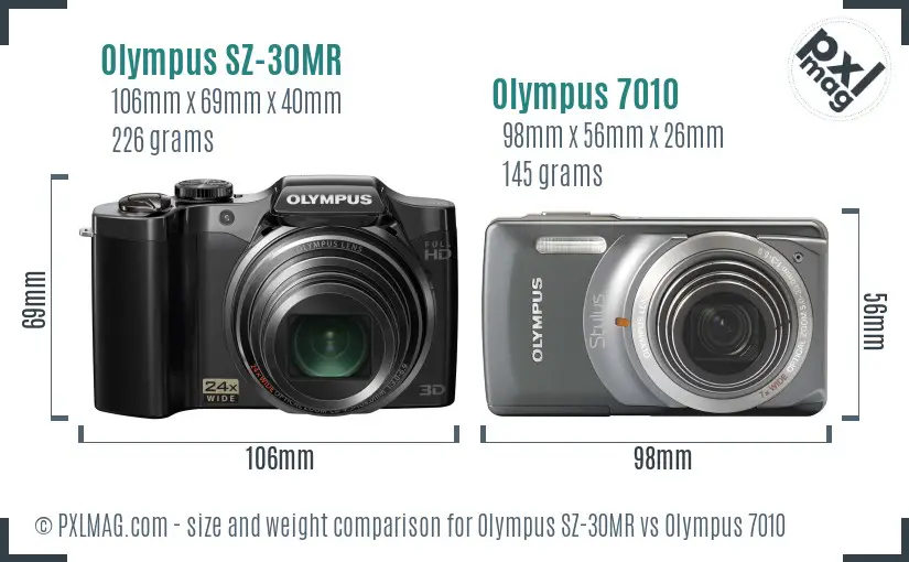 Olympus SZ-30MR vs Olympus 7010 size comparison