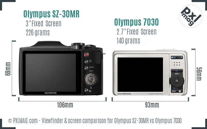 Olympus SZ-30MR vs Olympus 7030 Screen and Viewfinder comparison