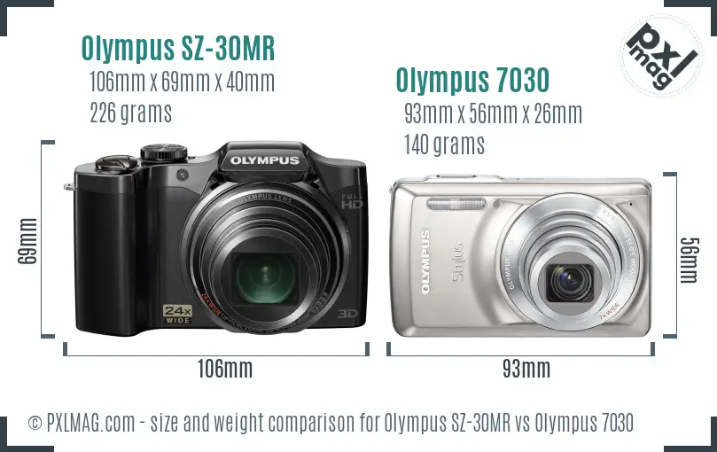 Olympus SZ-30MR vs Olympus 7030 size comparison