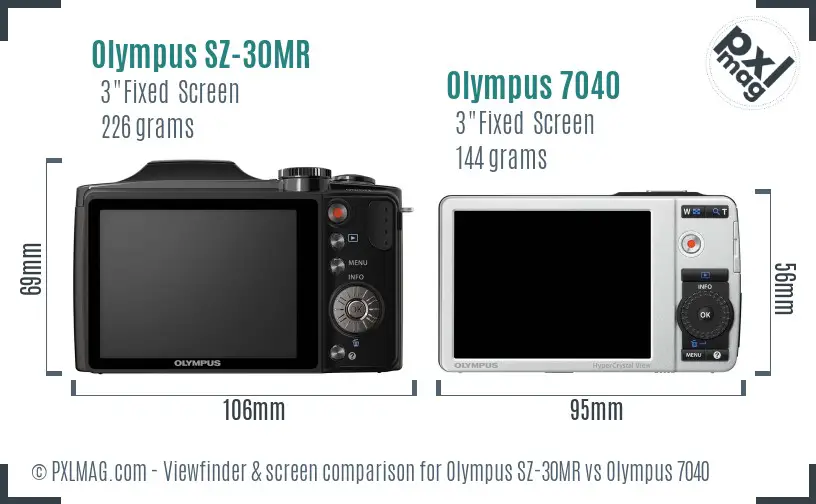 Olympus SZ-30MR vs Olympus 7040 Screen and Viewfinder comparison