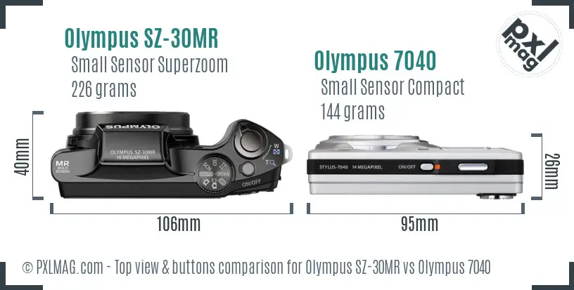 Olympus SZ-30MR vs Olympus 7040 top view buttons comparison