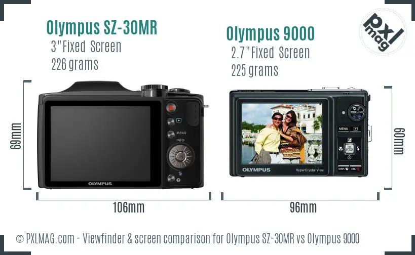 Olympus SZ-30MR vs Olympus 9000 Screen and Viewfinder comparison
