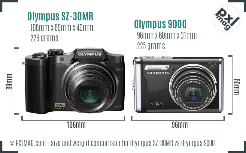 Olympus SZ-30MR vs Olympus 9000 size comparison