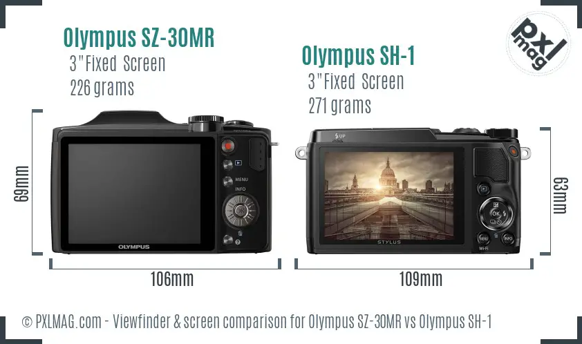 Olympus SZ-30MR vs Olympus SH-1 Screen and Viewfinder comparison
