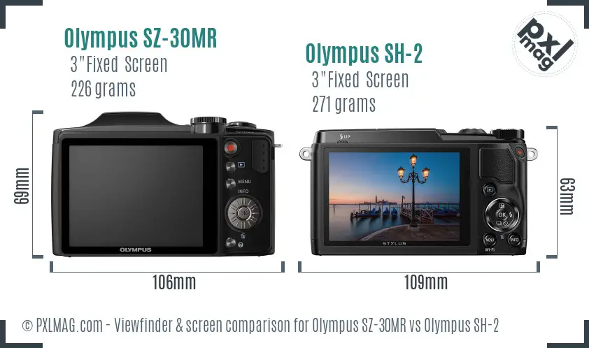 Olympus SZ-30MR vs Olympus SH-2 Screen and Viewfinder comparison