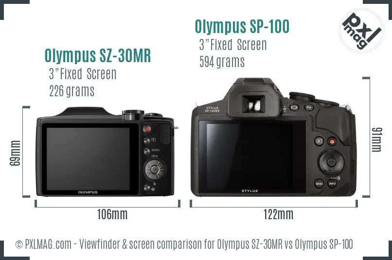 Olympus SZ-30MR vs Olympus SP-100 Screen and Viewfinder comparison