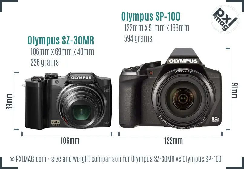 Olympus SZ-30MR vs Olympus SP-100 size comparison