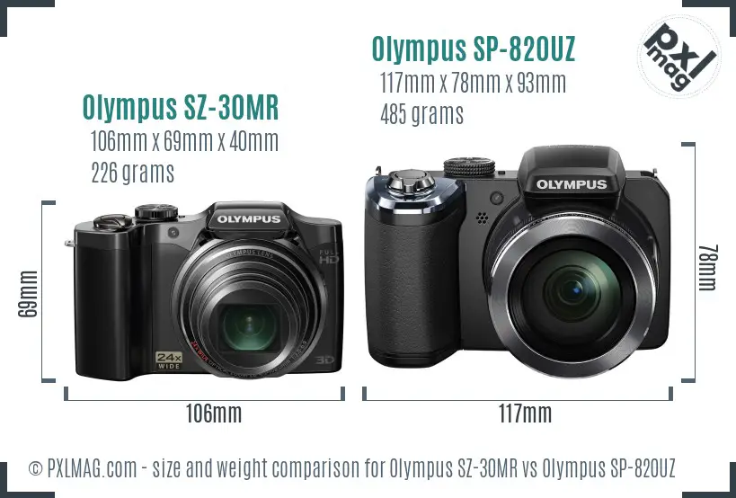 Olympus SZ-30MR vs Olympus SP-820UZ size comparison