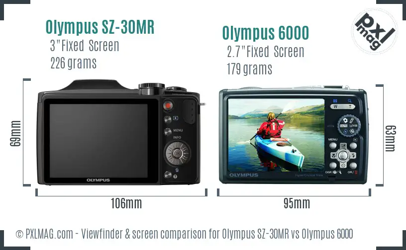 Olympus SZ-30MR vs Olympus 6000 Screen and Viewfinder comparison