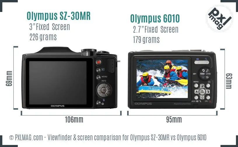 Olympus SZ-30MR vs Olympus 6010 Screen and Viewfinder comparison