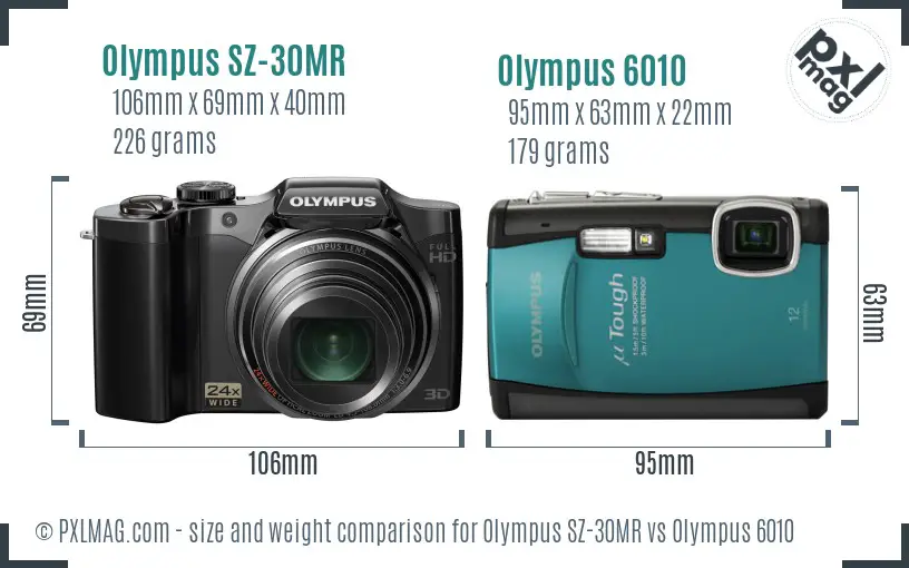 Olympus SZ-30MR vs Olympus 6010 size comparison