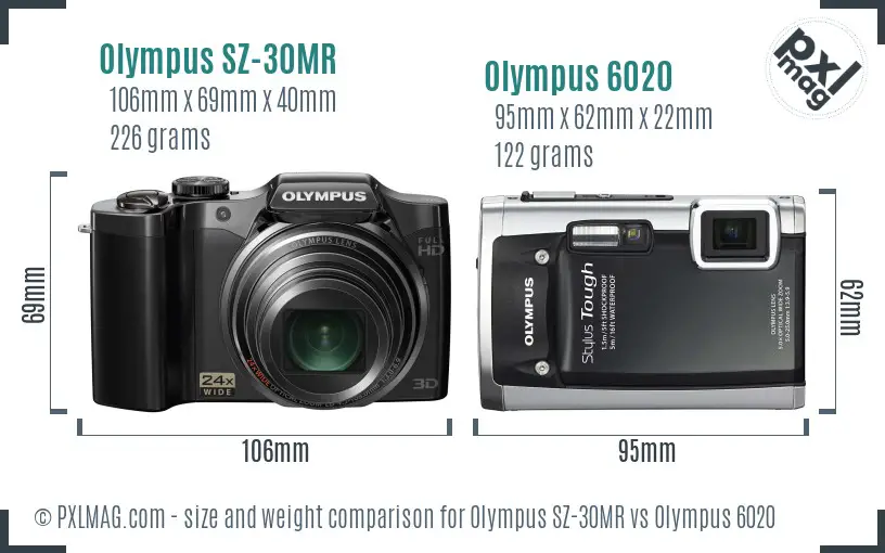 Olympus SZ-30MR vs Olympus 6020 size comparison